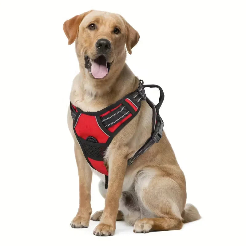 Dog Harness No Pull with 2 Leash Clips, Adjustable Soft Padded, Reflective Oxford No Choke Pet Vest with Easy Control Handle PawsnHeart
