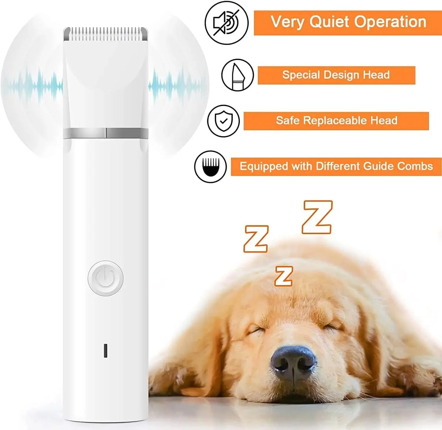 Dog&Cat lippers Grooming Kit Hair Clipper Low Noise Paw Trimmer Rechargeable Cordless Quiet Nail Grinder Shaver For  Pets PawsnHeart