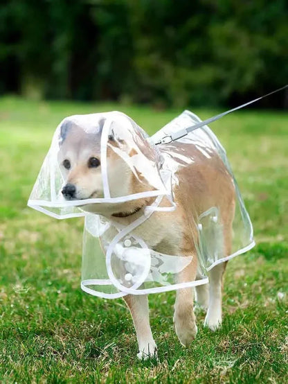 Dogs going out, transparent waterproof raincoat with hat pet raincoat PawsnHeart