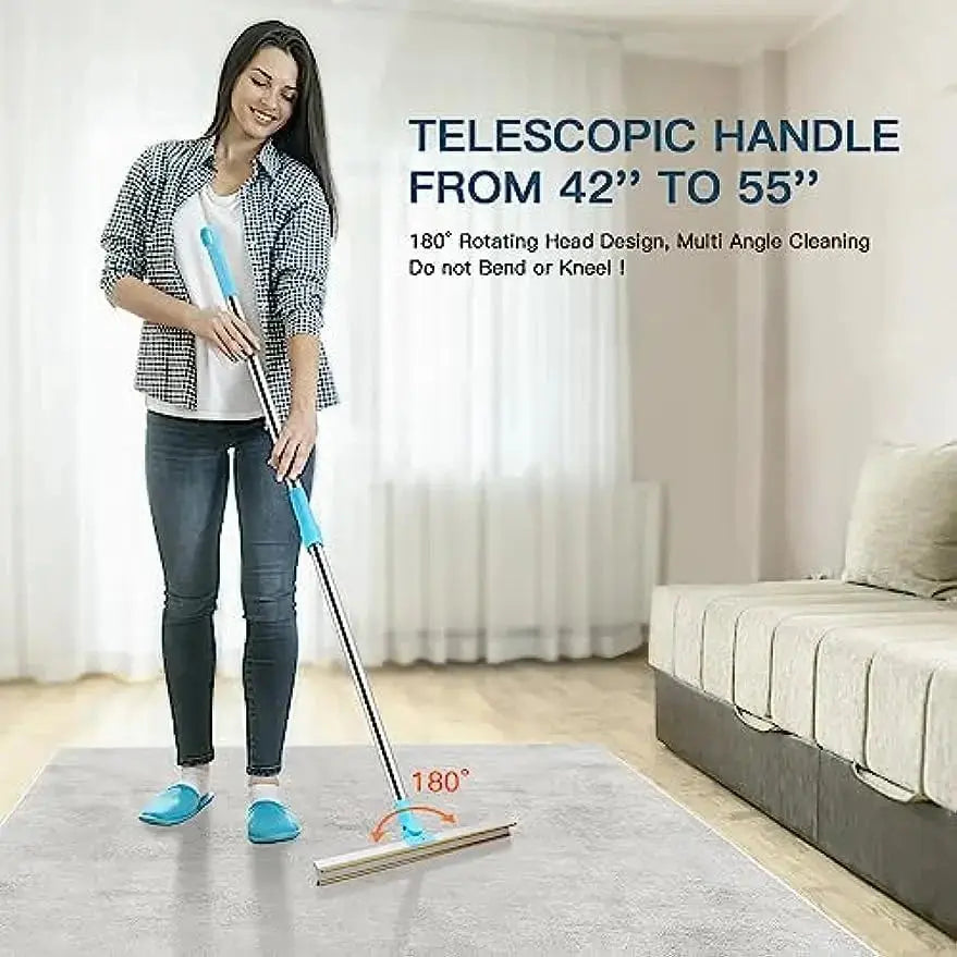 Carpet Rake Pet Hair Remover Set Pet Hair Removal Tool Telescopic Handle Rug Rake for Dog Cat Hair 180° Rotation Carpet Shave PawsnHeart