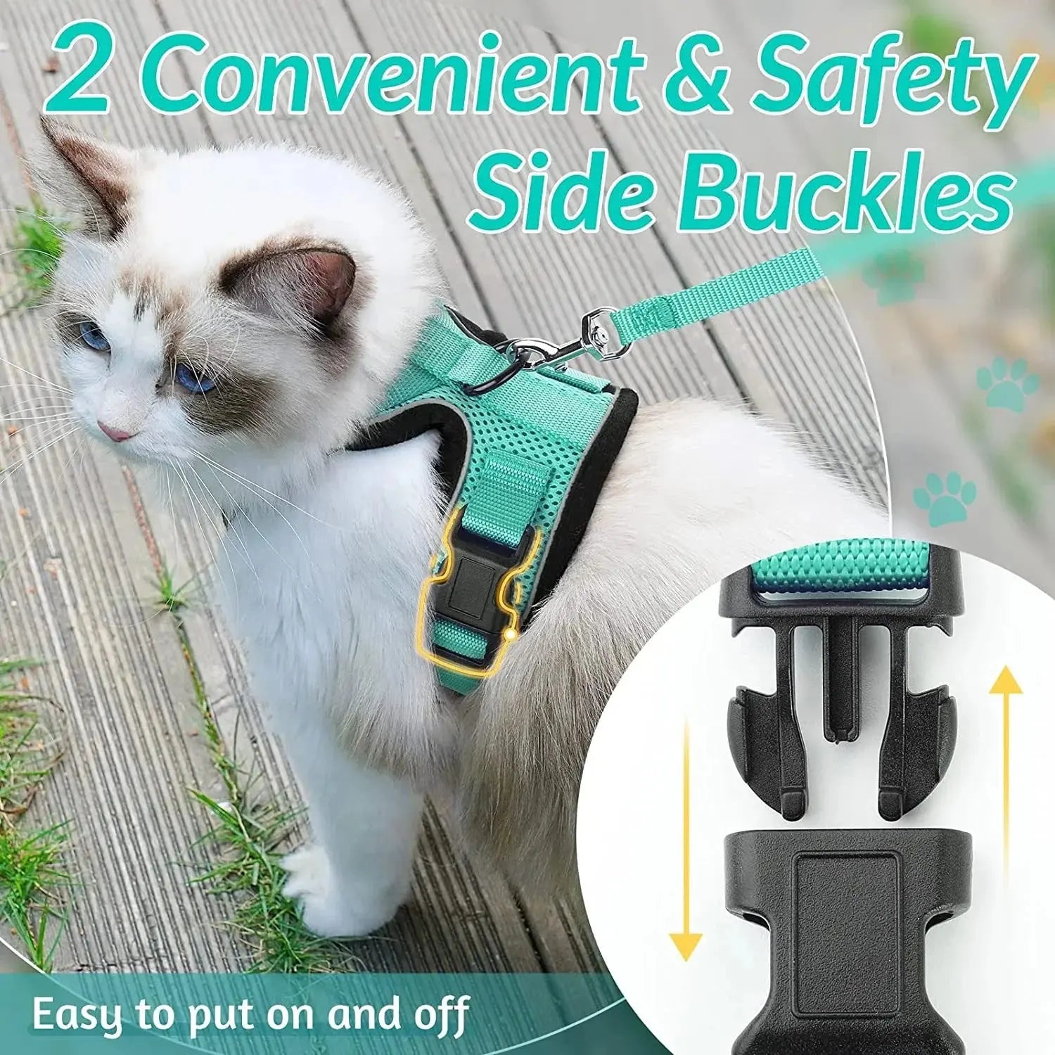 Cat Harness and Leash for Walking – Escape Proof, Soft &amp; Adjustable Vest Harnesses PawsnHeart