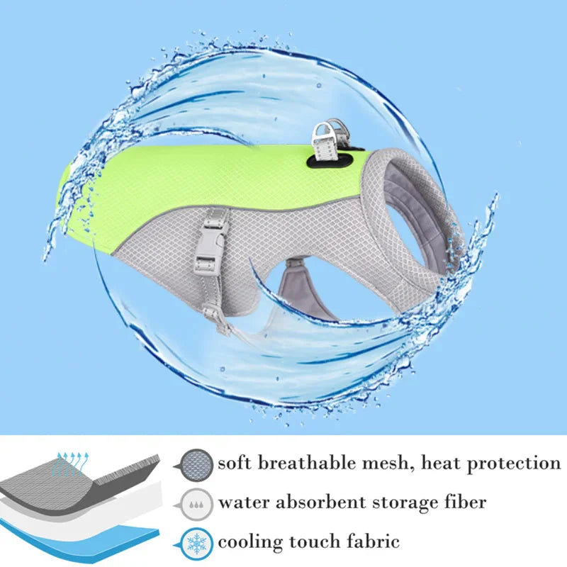 Summer Dog Cooling Vest Harness Reflective Quick Release Hot Pet Clothes Cool Jacket For Small Medium Largr Dog Accessories PawsnMagic